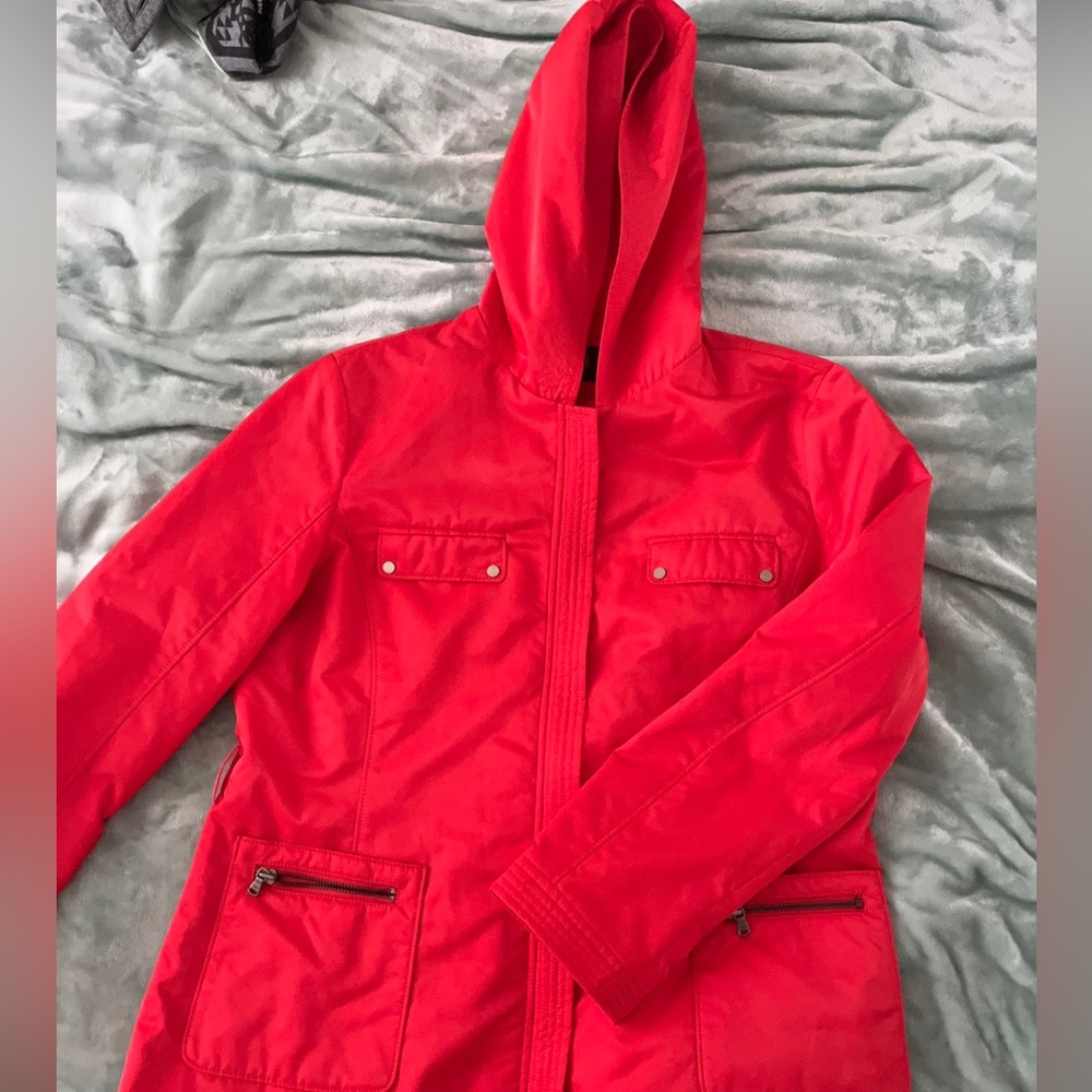 Red rain coat